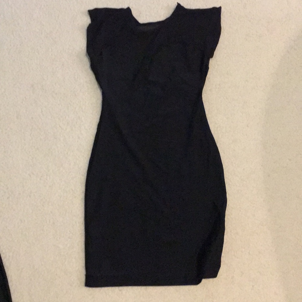 Black shiny american apparel dress with mesh top